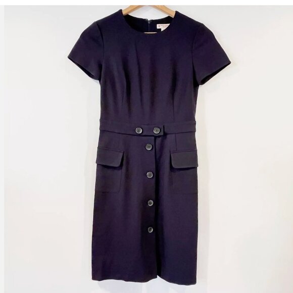 Brooks Brothers 💙 Red Fleece Navy Ponte Knit Button Dress💙 - Picture 4 of 7